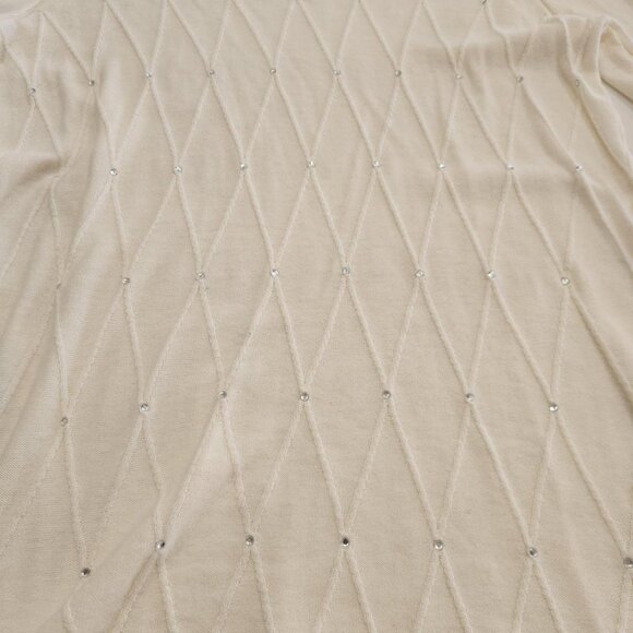 Liz Claiborne Sz LP White Cotton Blend Pullover Diamond Sweater Pettie Women Top - Picture 5 of 10